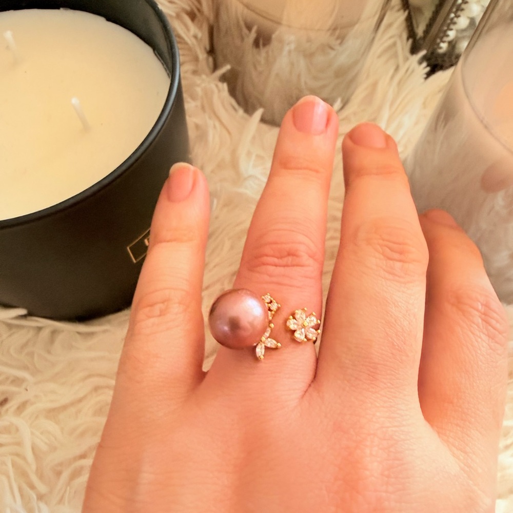 Elegant 12mm Edison Purple Pearl Ring